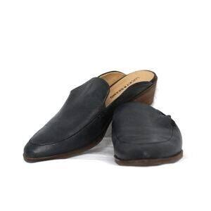 Lucky Brand Black Leather Heeled Mules